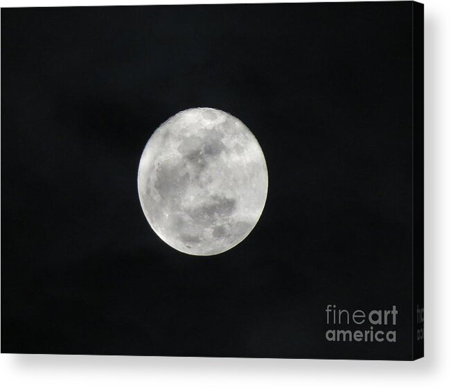Moon Night Space Full Acrylic Print featuring the photograph Cloudy Moon by Jon Munson II