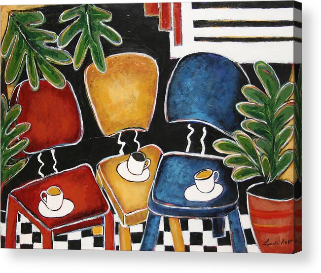 Contemporary Art Acrylic Print featuring the painting Coffee Talk by Linda Holt