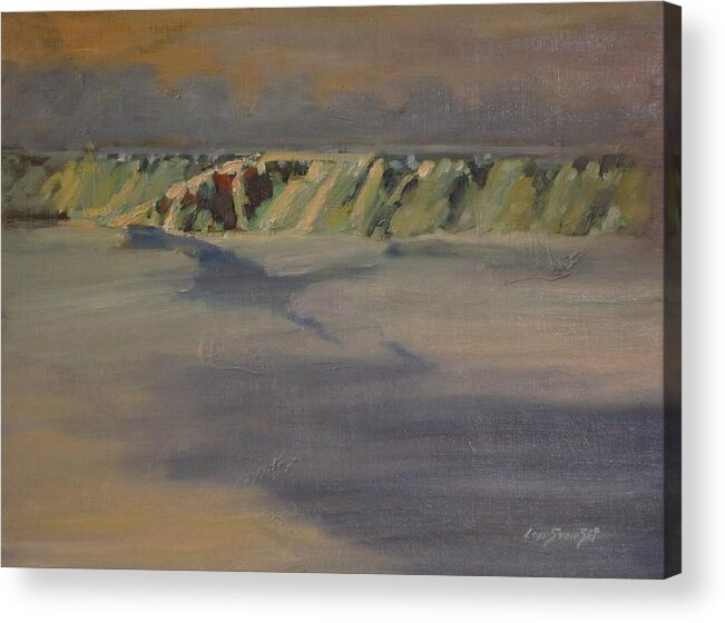 Cohoes Falls Acrylic Print featuring the painting Cohoes Falls In Winter by Len Stomski