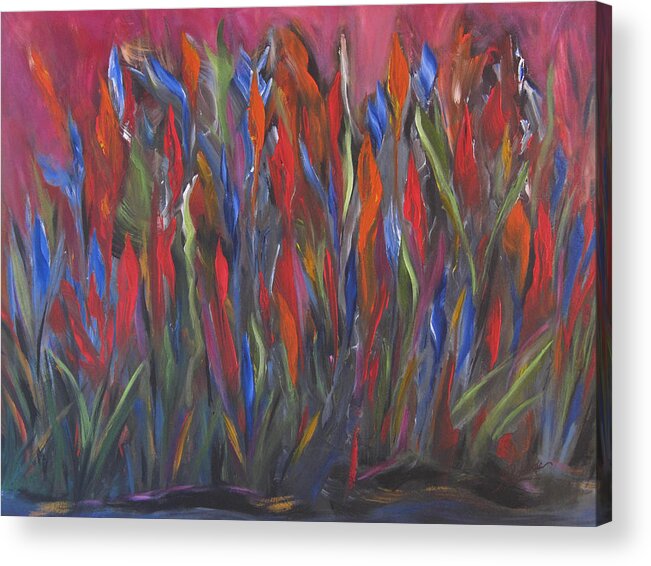 Colors Of Red Acrylic Print featuring the painting Coming up Color by Roberta Rotunda