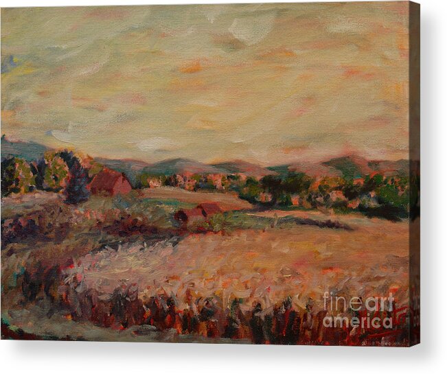 Land Acrylic Print featuring the painting Corn field by Monica Elena