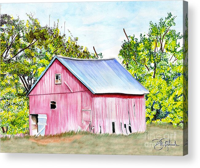 Barn Acrylic Print featuring the drawing Country Barn by Bill Richards