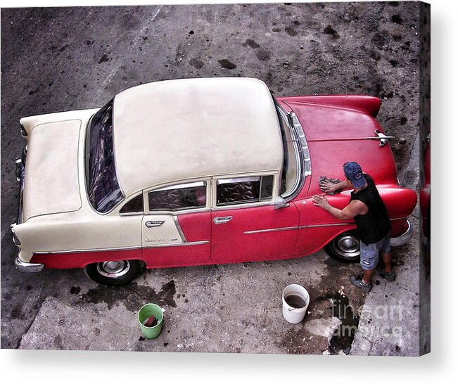 1950s Acrylic Print featuring the photograph Cuba - La Habana - Bel Air Car Wash by Carlos Alkmin