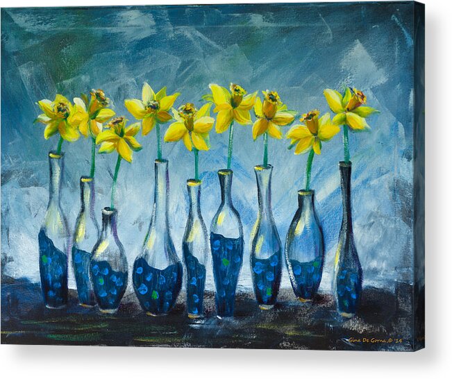 Daffodils Acrylic Print featuring the painting Daffodils by Gina De Gorna