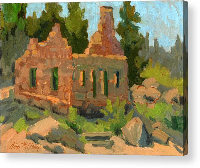 Bog Bear Lake Acrylic Print featuring the painting Dam Watcher's Old Home by Diane McClary