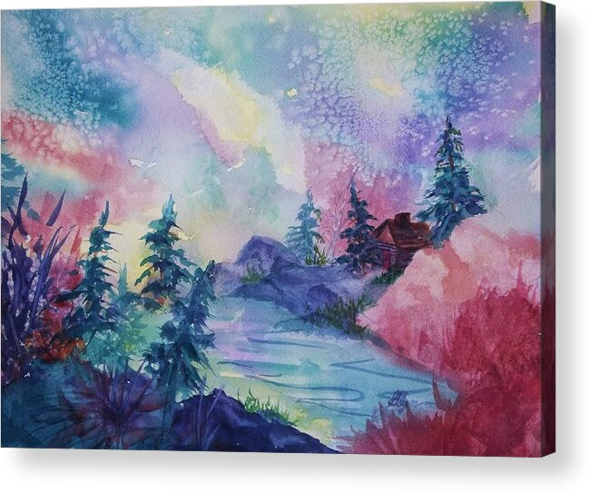 Aurora Acrylic Print featuring the painting Dancing Lights II by Ellen Levinson