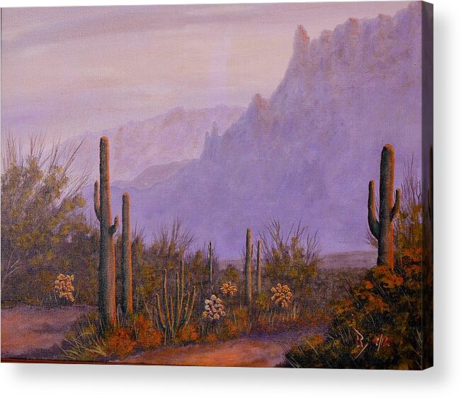 Acrylic Acrylic Print featuring the painting Desert Dusk by Ray Nutaitis
