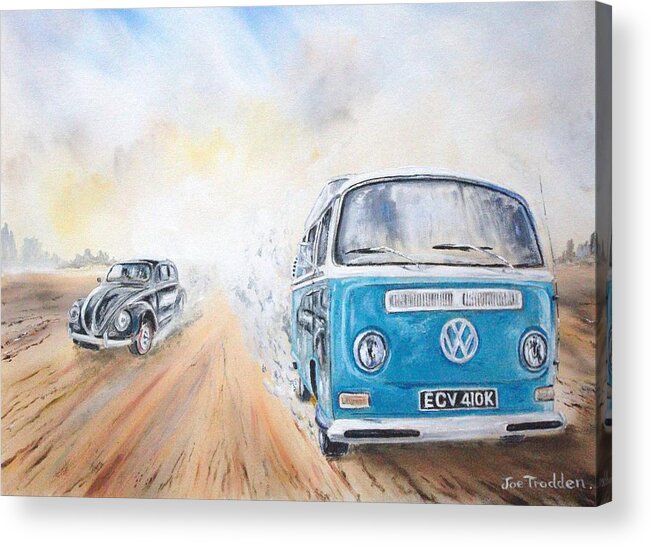 Volkswagen Acrylic Print featuring the painting Desert Race. by Joe Trodden