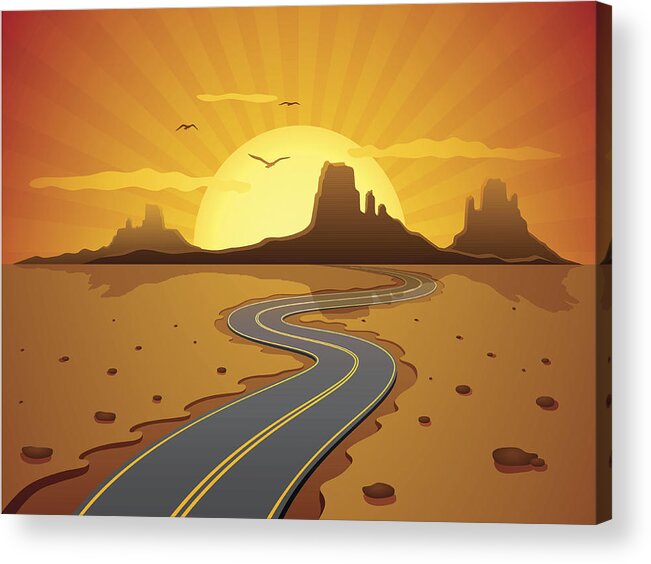 Scenics Acrylic Print featuring the drawing Desert Road by AlonzoDesign