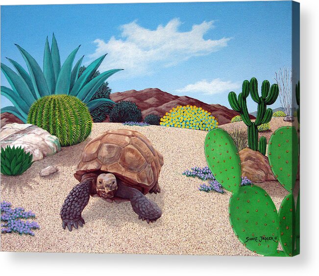 Tortoise Acrylic Print featuring the painting Desert Tortoise by Snake Jagger