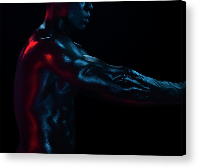 Human Arm Acrylic Print featuring the photograph Detail Of A Muscular Male, Arm Muscles by Jonathan Knowles