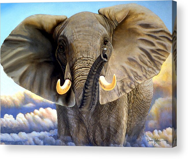 Elephant Acrylic Print featuring the painting Distant Thunder by Daniel Adams