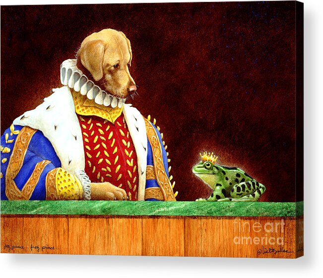 Will Bullas Acrylic Print featuring the painting Dog Prince...Frog Prince... by Will Bullas