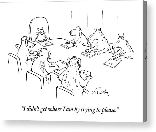 Caption Contest Tk Acrylic Print featuring the drawing Dogs At A Meeting by Mike Twohy