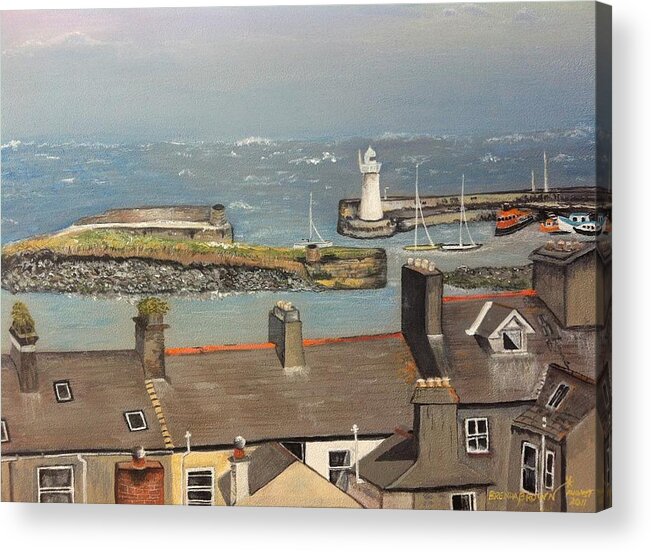 Landscape Acrylic Print featuring the painting Donaghadee Ireland Irish Sea by Brenda Brown
