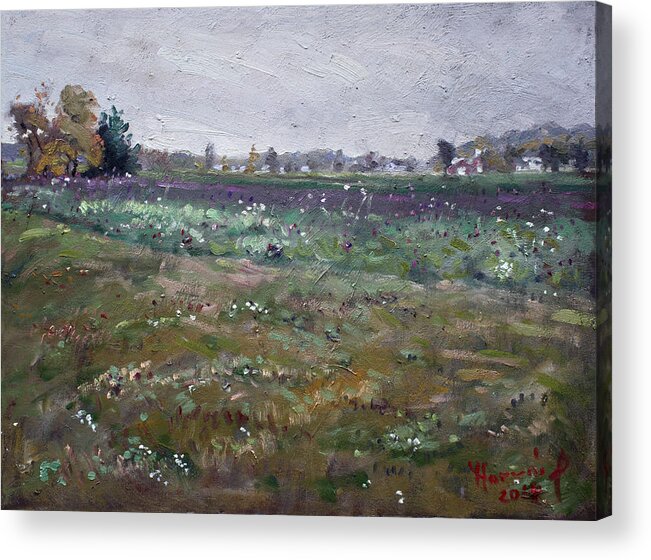 Drizzly Day Acrylic Print featuring the painting Drizzly Day by Shaw Barn by Ylli Haruni