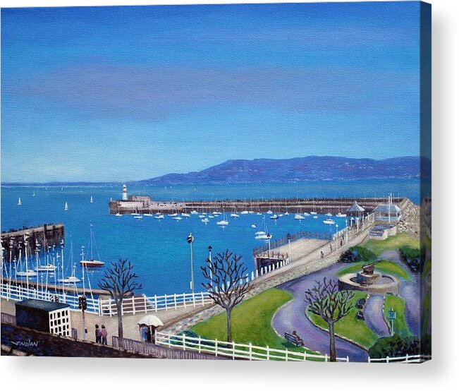 Landscape Acrylic Print featuring the painting Dun Laoghaire Pier Dublin by John Nolan