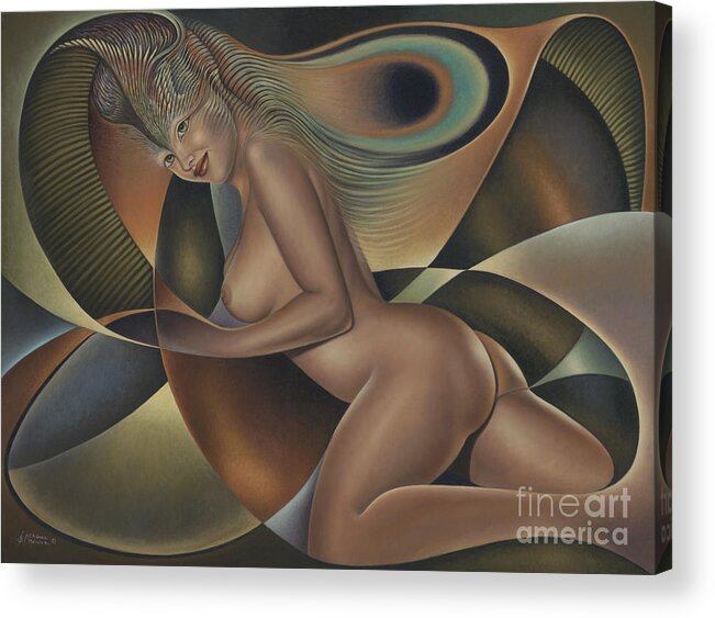 Nude-art Acrylic Print featuring the painting Dynamic Queen 4 by Ricardo Chavez-Mendez