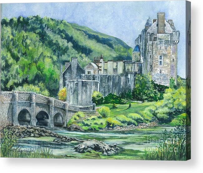 New Jersey Artist Acrylic Print featuring the painting The Eilean Donan Castle in Scotland by Carol Wisniewski