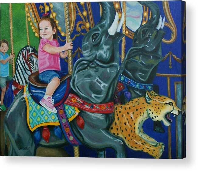 Carnival Acrylic Print featuring the painting Elephant Ride by Jill Ciccone Pike