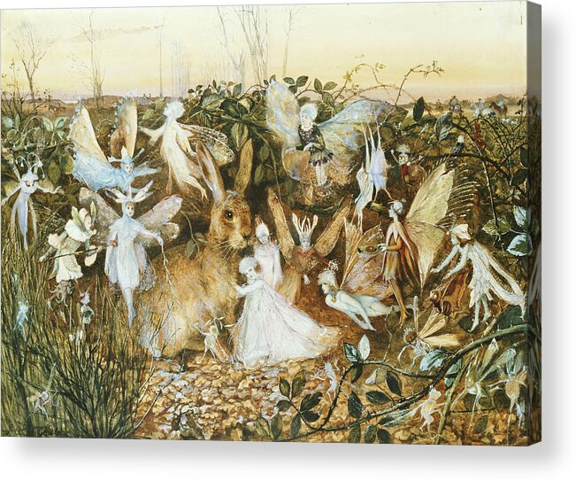 Fairies Acrylic Print featuring the painting Fairy Twilight by John Anster Fitzgerald