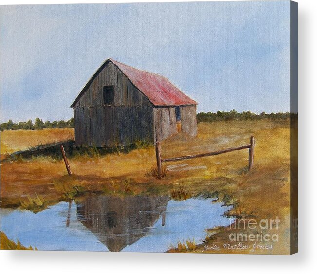 Barn Acrylic Print featuring the painting Fields Of Gold by Jackie Mueller-Jones