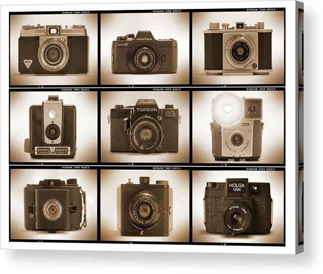 Vintage Film Cameras Acrylic Print featuring the photograph Film Camera Proofs 3 by Mike McGlothlen