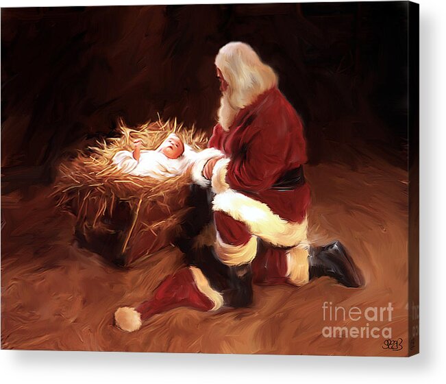 Santa Acrylic Print featuring the painting First Christmas by Mark Spears