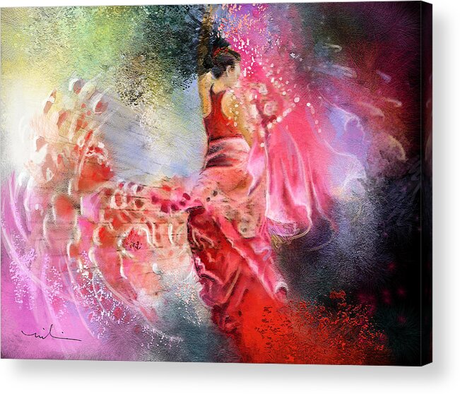 Flamenco Painting Acrylic Print featuring the painting Flamencoscape 13 by Miki De Goodaboom