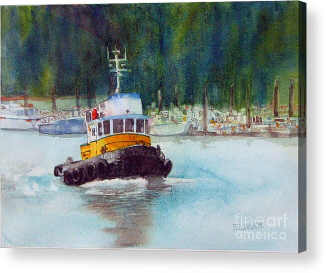 Transportation - Boat - Tugboat Acrylic Print featuring the painting Flyer by Sandy Linden