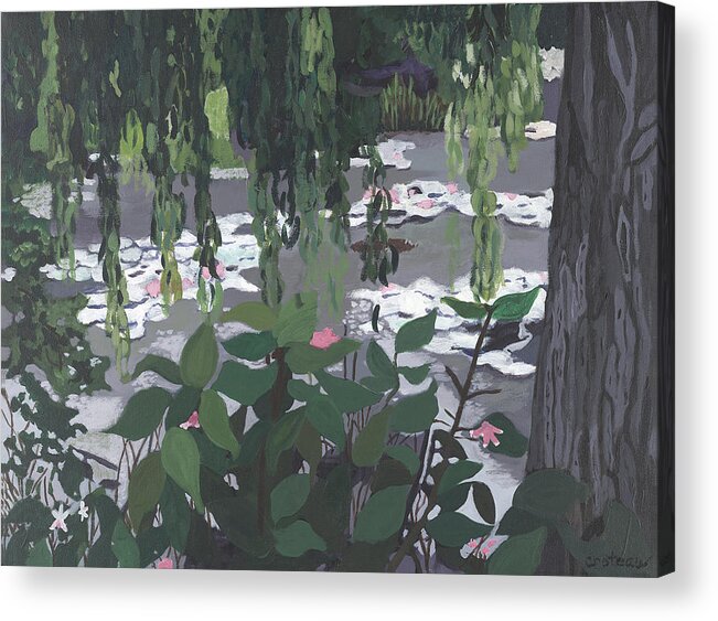 Pond Acrylic Print featuring the painting Frog Heaven by Jane Croteau