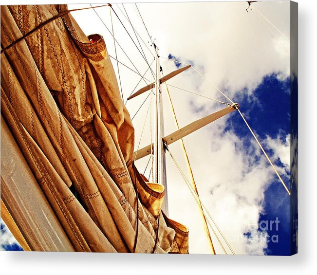 Furled Sail Print Saiing Print Acrylic Print featuring the photograph Furled Sail by Joseph J Stevens