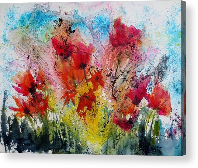Floral Watercolor Acrylic Print featuring the painting Garden Tangle by Anne Duke