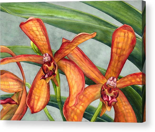 Orchid Acrylic Print featuring the painting Gayety by Lynda Hoffman-Snodgrass