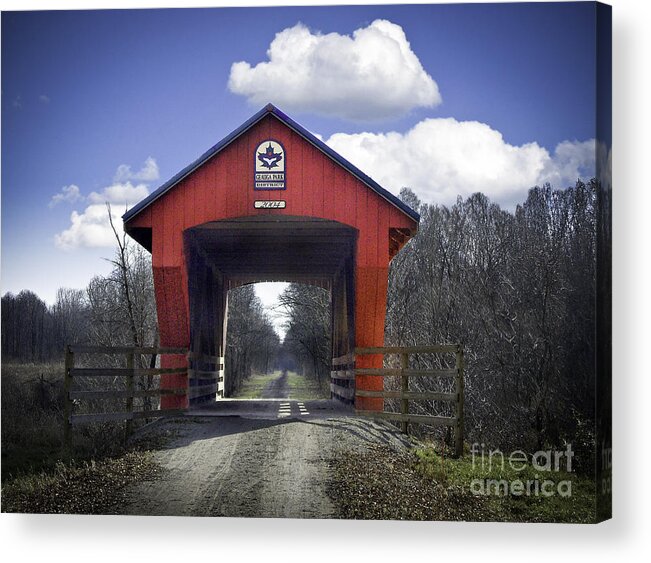 Americana Acrylic Print featuring the photograph Geauga Park Covered Bridge 35-28-02 by Robert Gardner