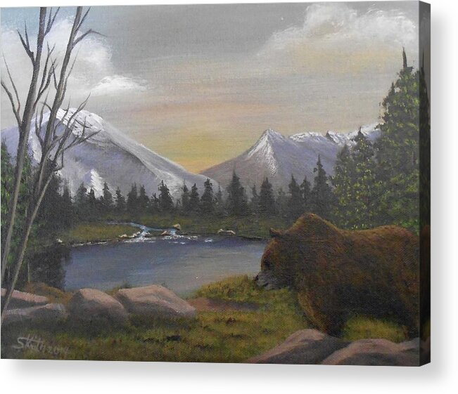 Grizzly Bear Acrylic Print featuring the painting Ghost Bear-the Cascade Grizzly by Sheri Keith