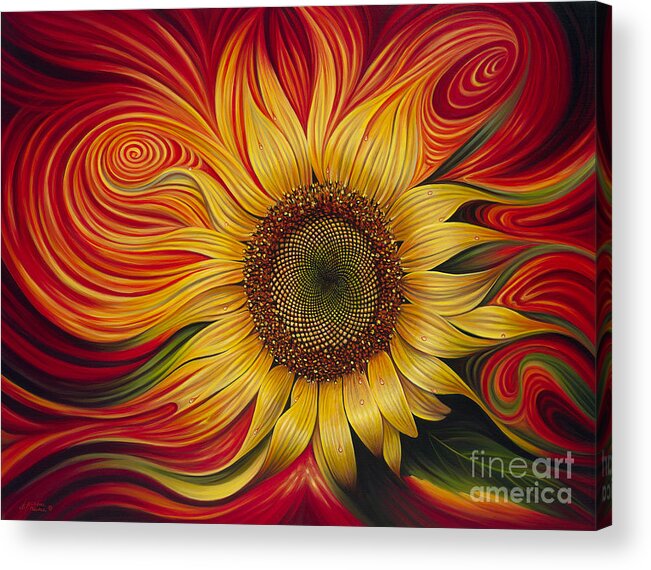 Sunflower Acrylic Print featuring the painting Girasol Dinamico by Ricardo Chavez-Mendez