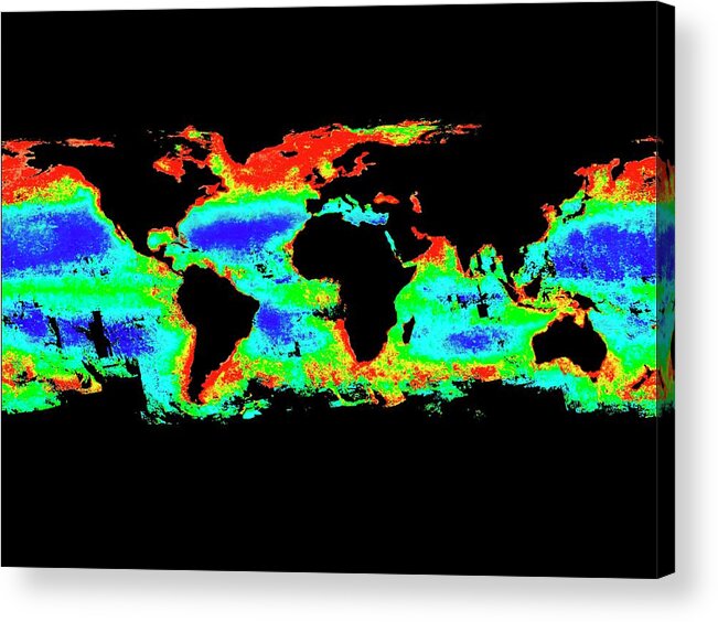 Earth Acrylic Print featuring the photograph Global Chlorophyll Levels by Nasa/gsfc-svs
