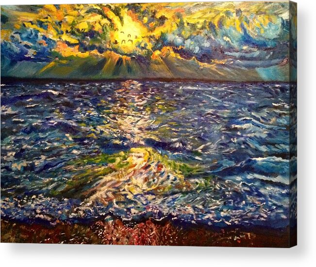 Sea Acrylic Print featuring the painting Going Home by Belinda Low
