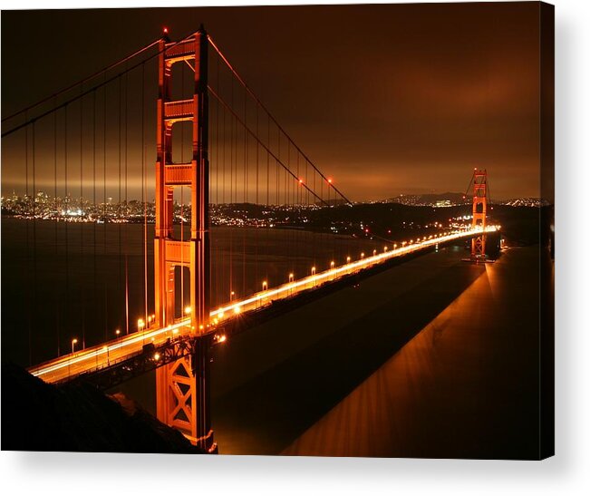 Golden Acrylic Print featuring the photograph Golden Gate Bridge in San Francisco by Jetson Nguyen