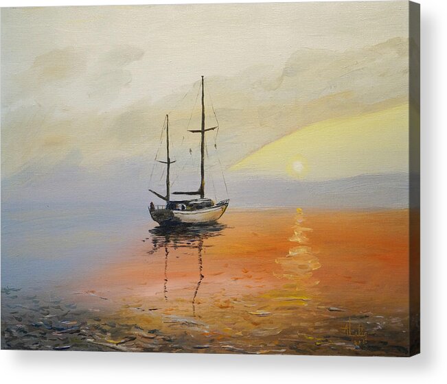 Sunset Acrylic Print featuring the painting Golden Sunset by Alan Lakin