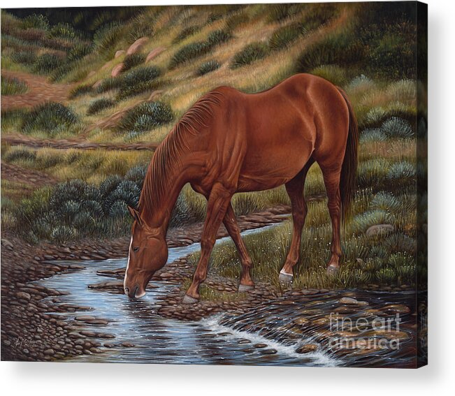 Horses Acrylic Print featuring the painting Good'Ol Red by Ricardo Chavez-Mendez