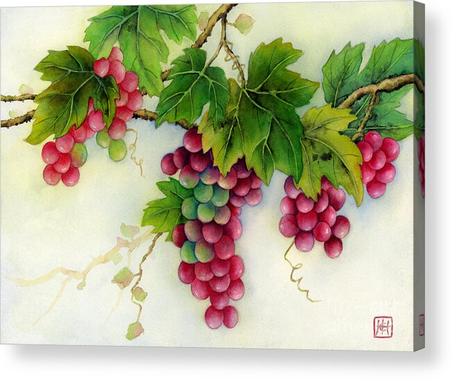 Grapes Acrylic Print featuring the painting Grapes by Hailey E Herrera