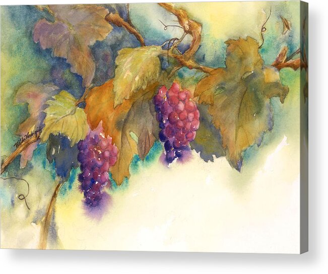 Grapes Acrylic Print featuring the painting Grapes by Hilda Vandergriff