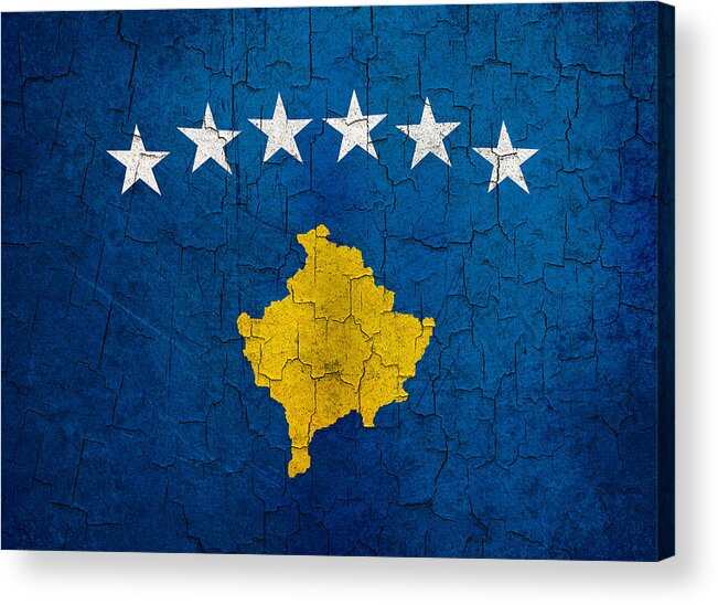 Aged Acrylic Print featuring the digital art Grunge Kosovo flag by Steve Ball