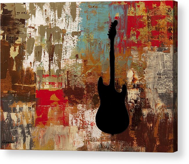 Music Abstract Art Acrylic Print featuring the painting Guitar Solo by Carmen Guedez