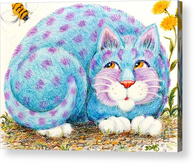 Cats Acrylic Print featuring the drawing Hamlet to bee or not to bee... by Dee Davis