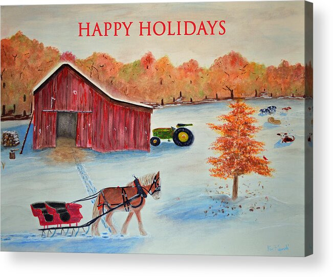 Greeting Acrylic Print featuring the painting Happy Holidays Card by Ken Figurski