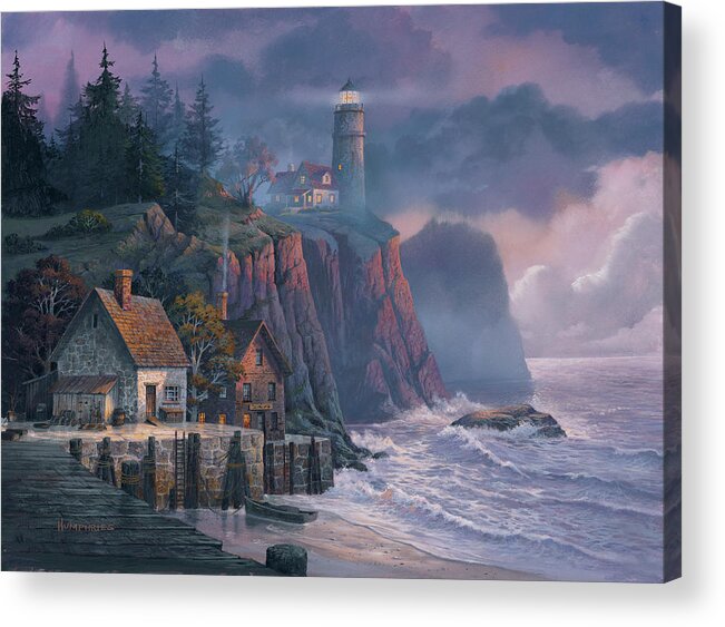 Michael Humphries Acrylic Print featuring the painting Harbor Light Hideaway by Michael Humphries