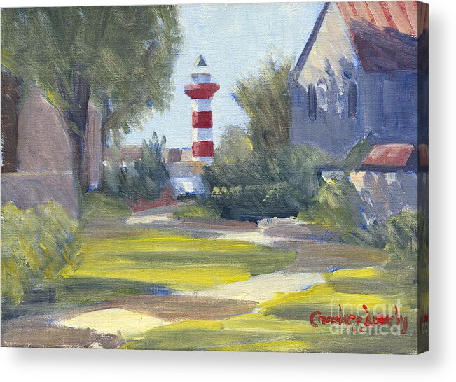 Best Known And Best Loved Landmark Acrylic Print featuring the painting Harbour Town Lighthouse Path by Candace Lovely